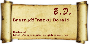 Breznyánszky Donald névjegykártya